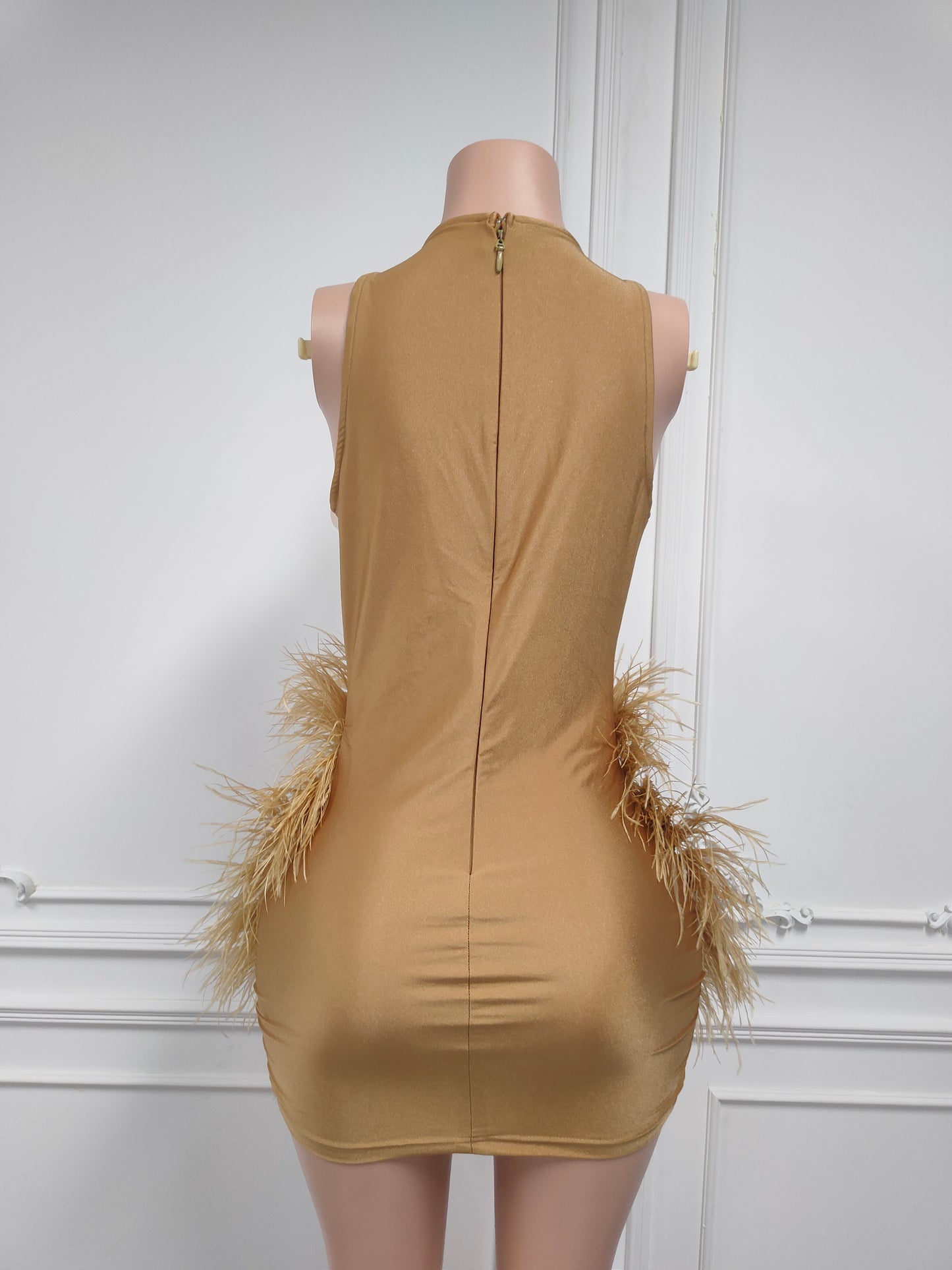 AMIRI GOLD Crystal Rhinestone Dress