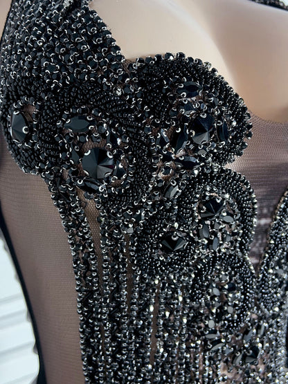 ANGEL BLACK Crystal Rhinestone Dress