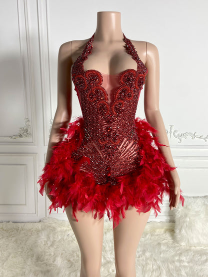 ANGEL RED Crystal Rhinestone Dress