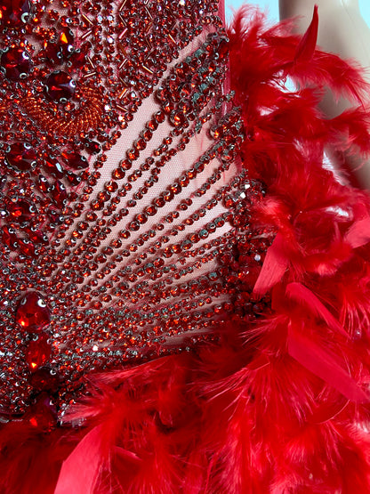 ANGEL RED Crystal Rhinestone Dress