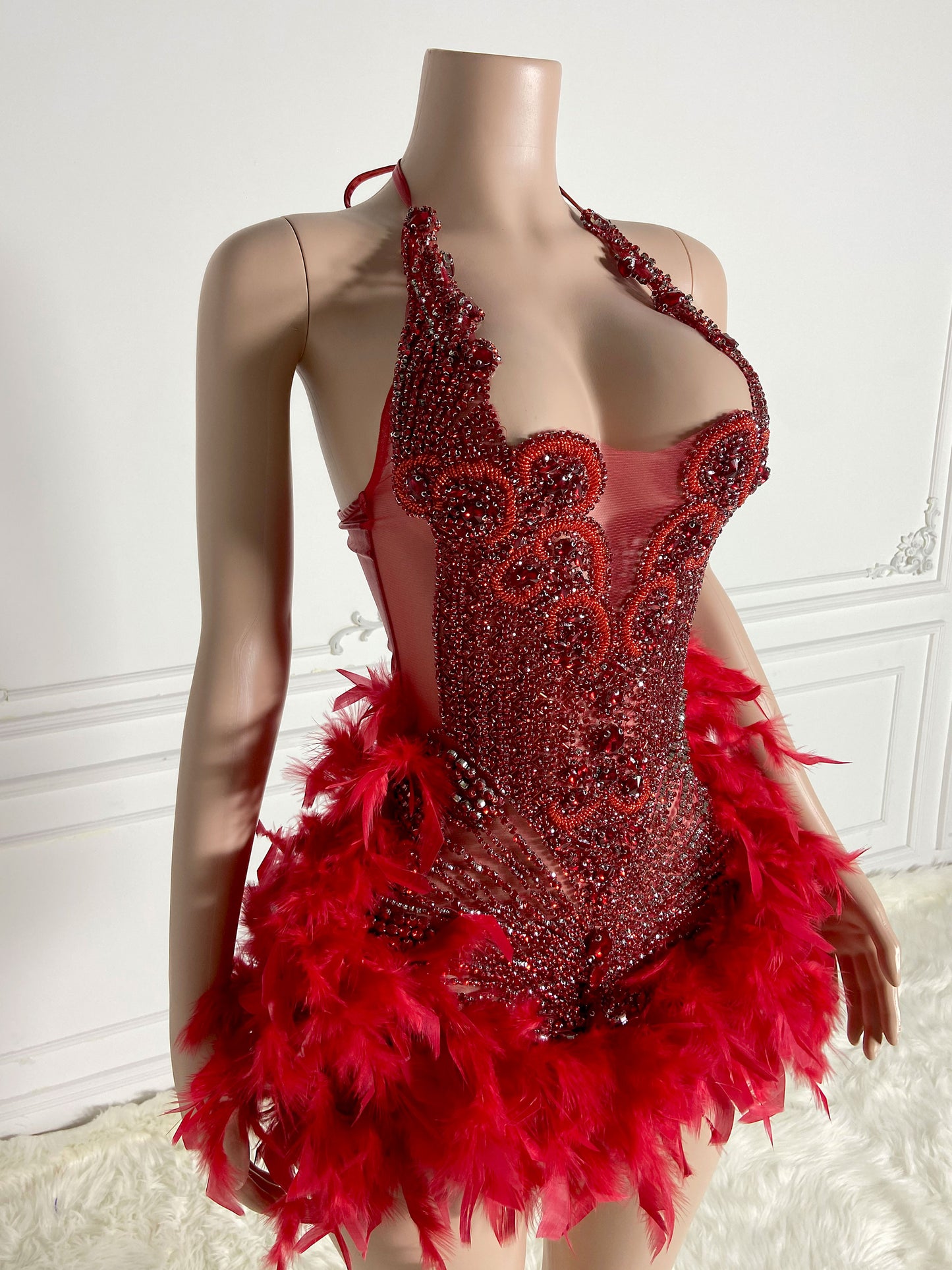 ANGEL RED Crystal Rhinestone Dress