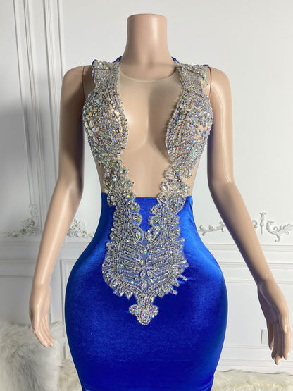 ANIYAH BLUE Crystal Rhinestone GOWN