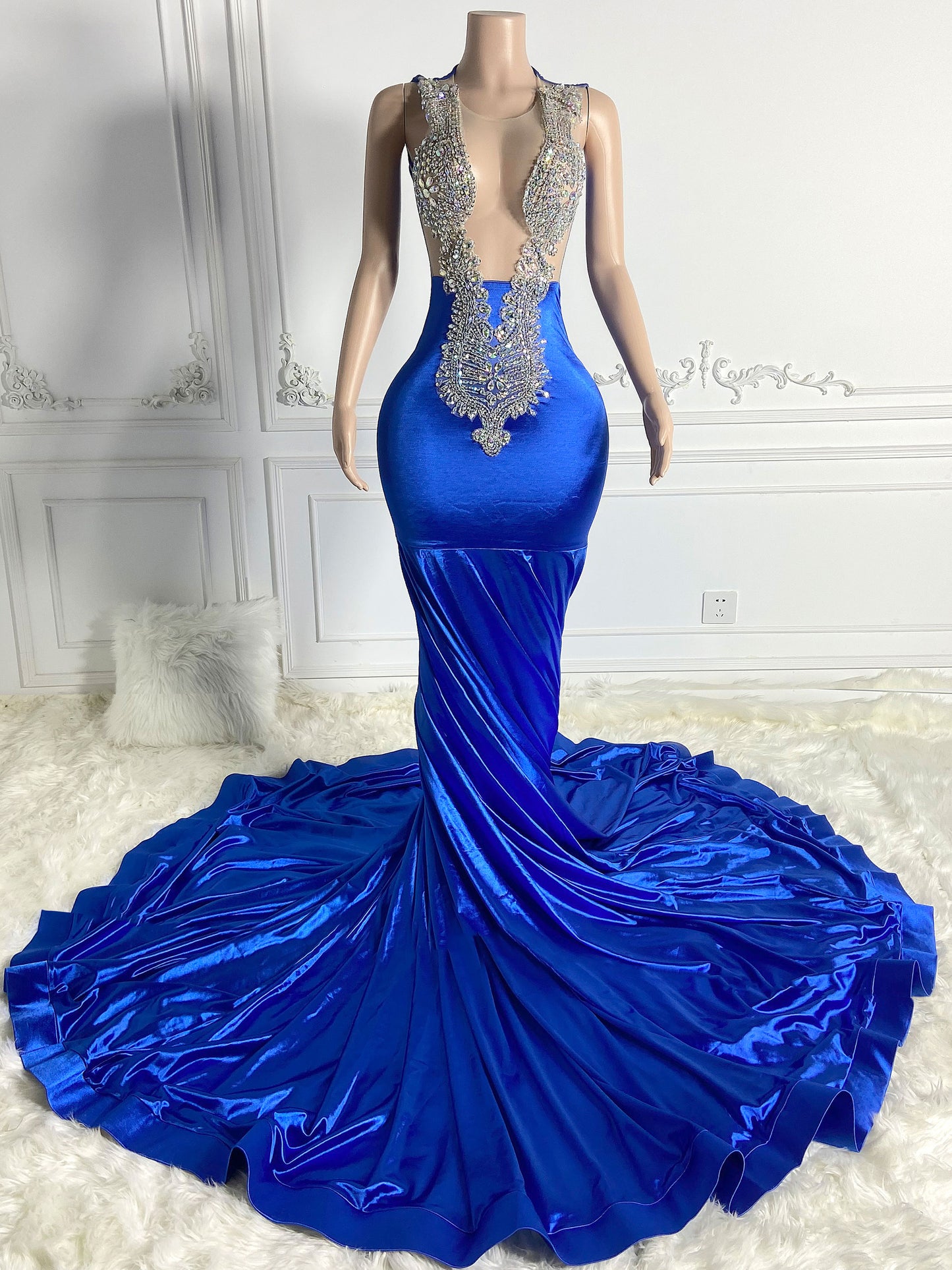 ANIYAH BLUE Crystal Rhinestone GOWN