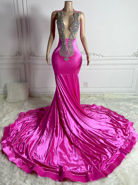 ANIYAH PINK Crystal Rhinestone GOWN