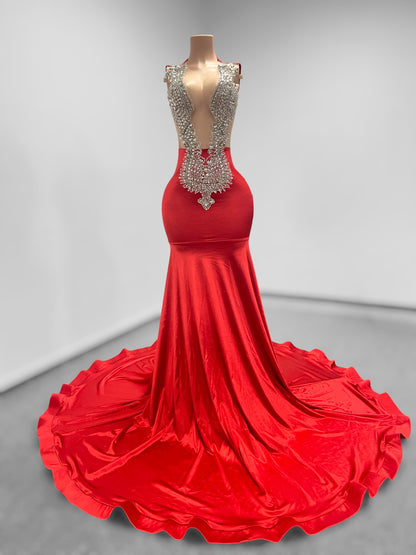 ANIYAH RED Crystal Rhinestone GOWN