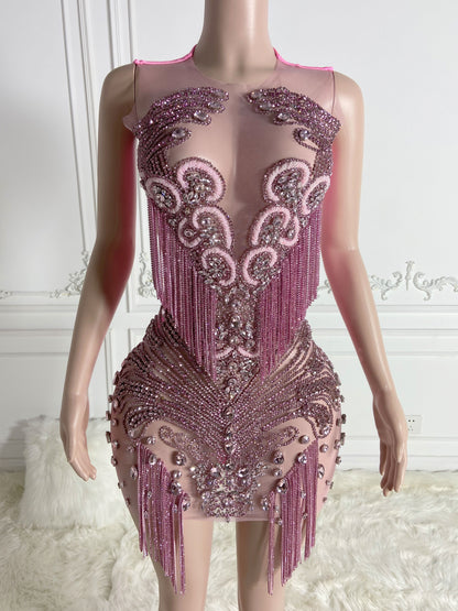 AZURA PINK Crystal Rhinestone Dress