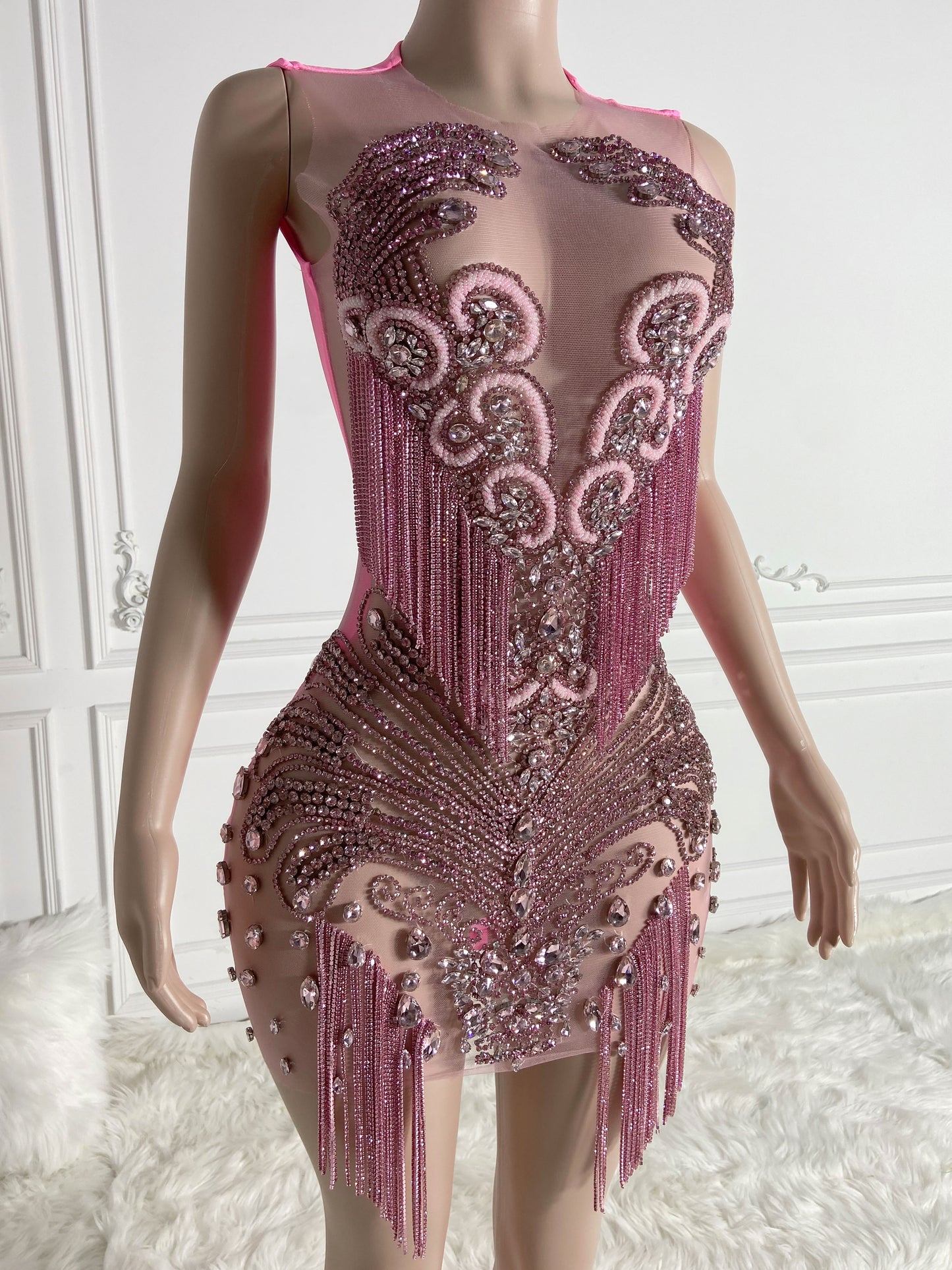 AZURA PINK Crystal Rhinestone Dress