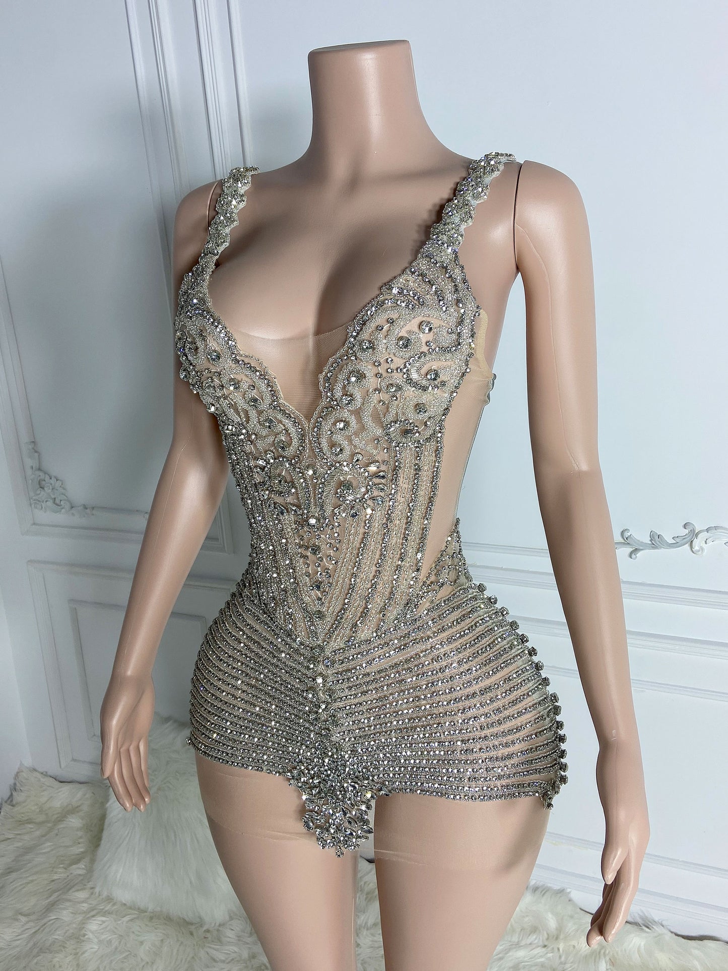 DOLCE SILVER Crystal Rhinestone Dress