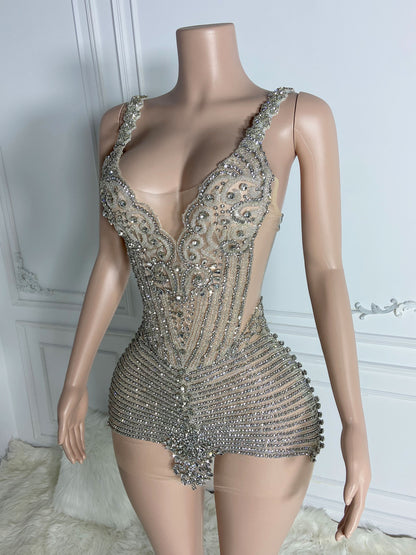 DOLCE SILVER Crystal Rhinestone Dress