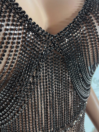 GLAM BLACK Crystal Rhinestone Dress