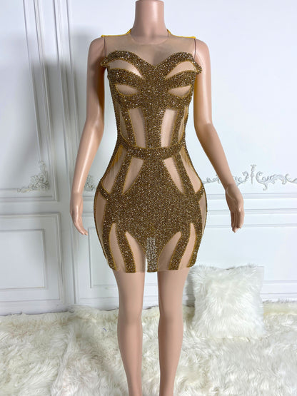 GOLDIE Crystal Rhinestone Dress