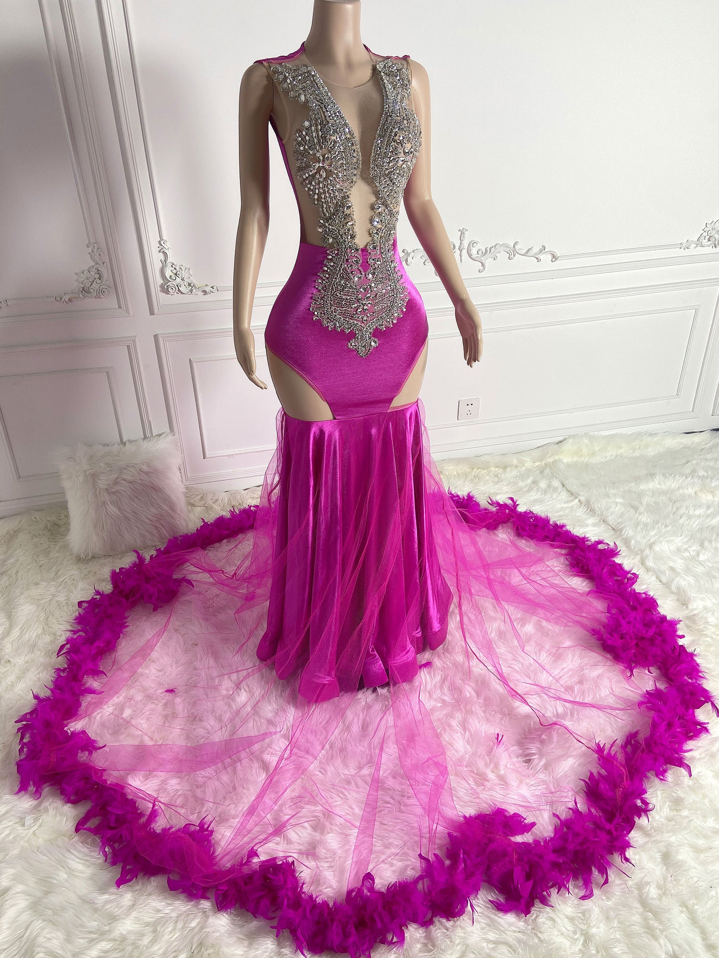 MAGENTA Crystal Rhinestone GOWN