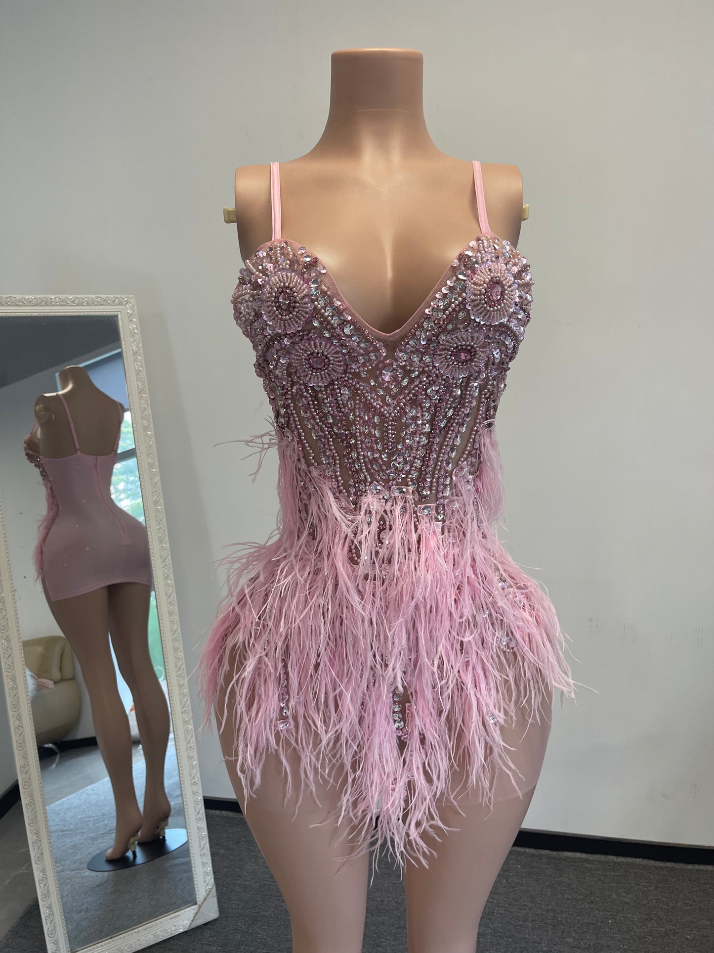 NINA PINK Crystal Rhinestone Dress