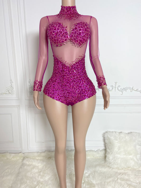 TALIA PINK Crystal Rhinestone Jumpsuit