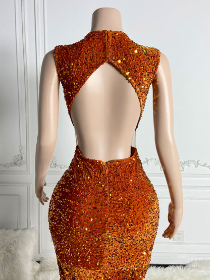 TANGERINE Crystal Rhinestone GOWN