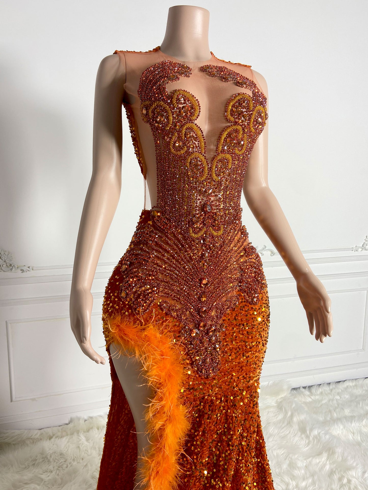 TANGERINE Crystal Rhinestone GOWN