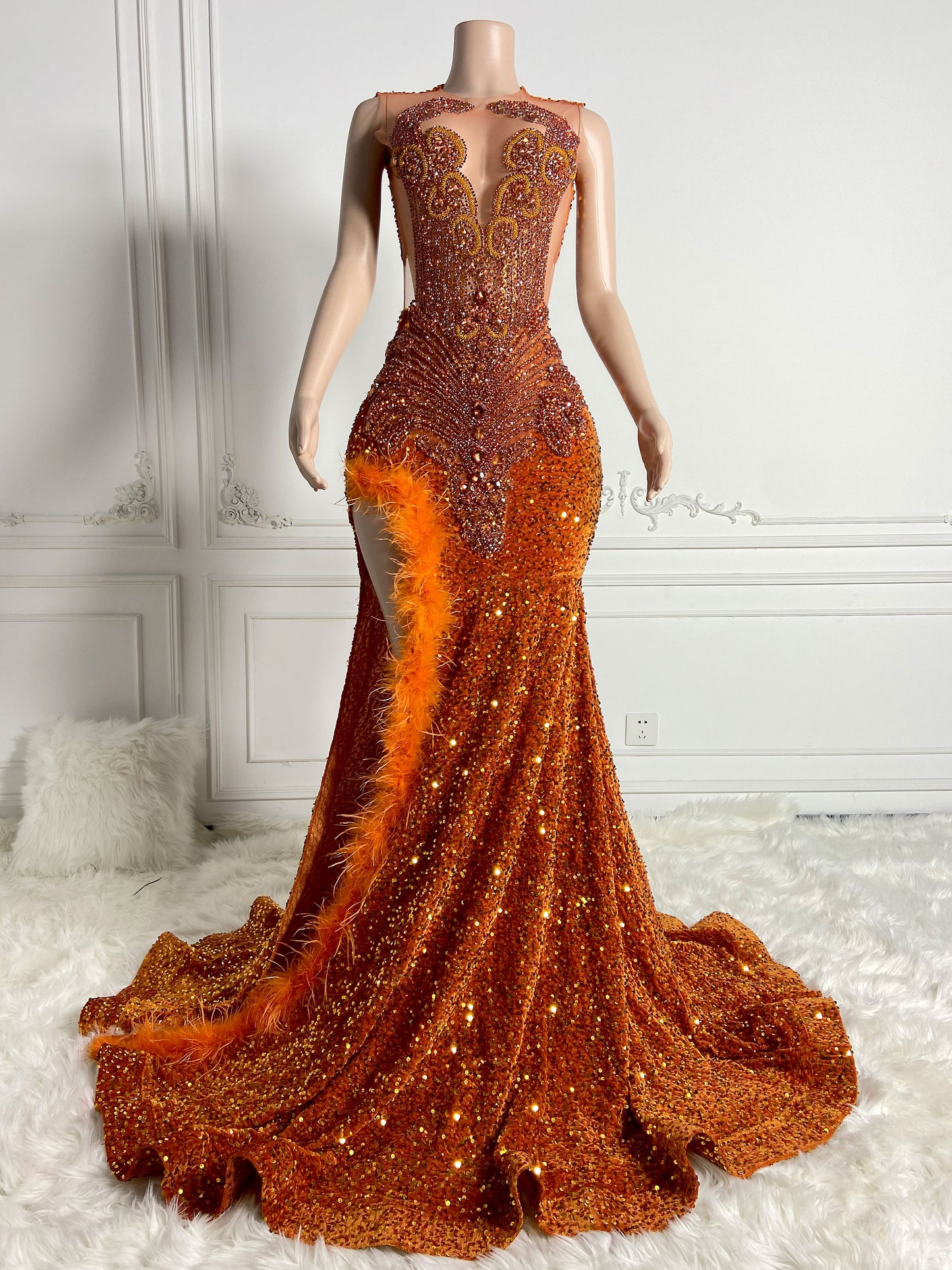 TANGERINE Crystal Rhinestone GOWN