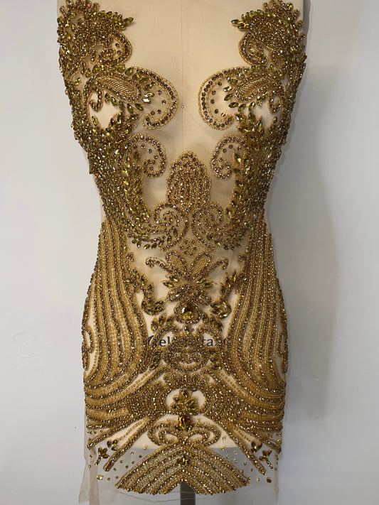 Gold Heiress Haute Couture Rhinestone Appliqué