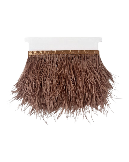 Light Brown Single Ply Ostrich Feather Fringe Trim 8-11cm