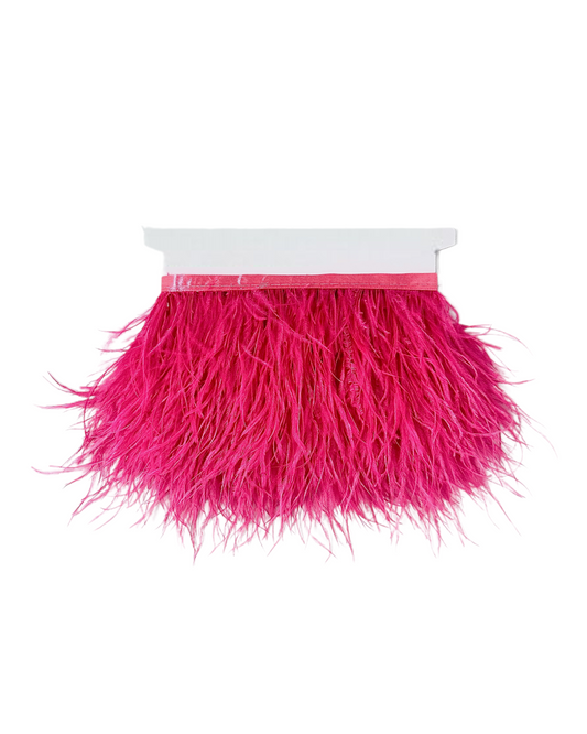 Hot Pink Single Ply Ostrich Feather Fringe Trim 8-11cm