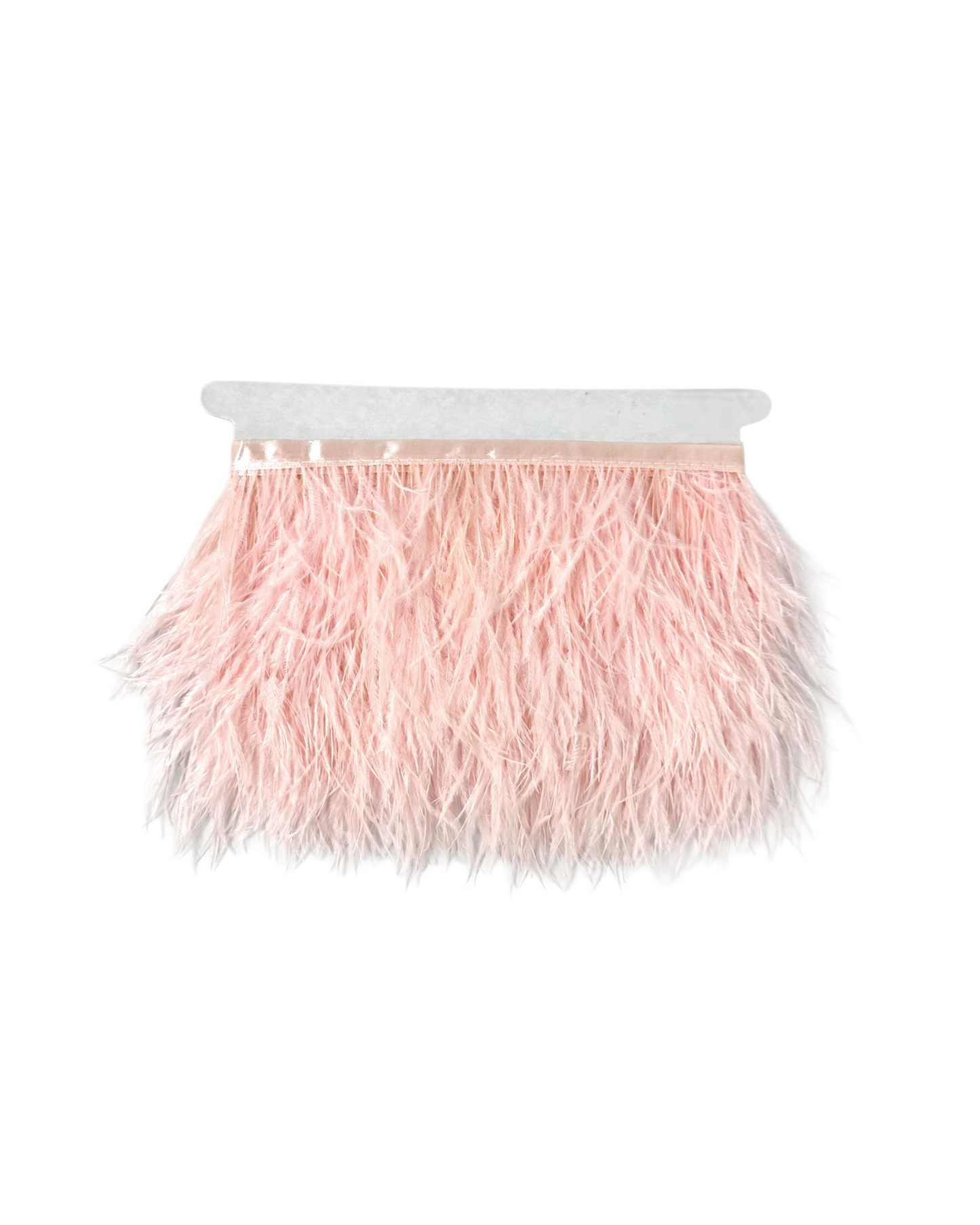 Baby Pink Single Ply Ostrich Feather Fringe Trim 8-11cm