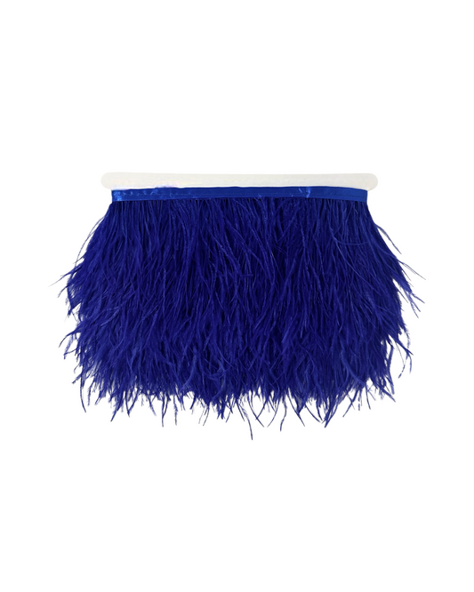 Dark Blue Single Ply Ostrich Feather Fringe Trim 8-11cm