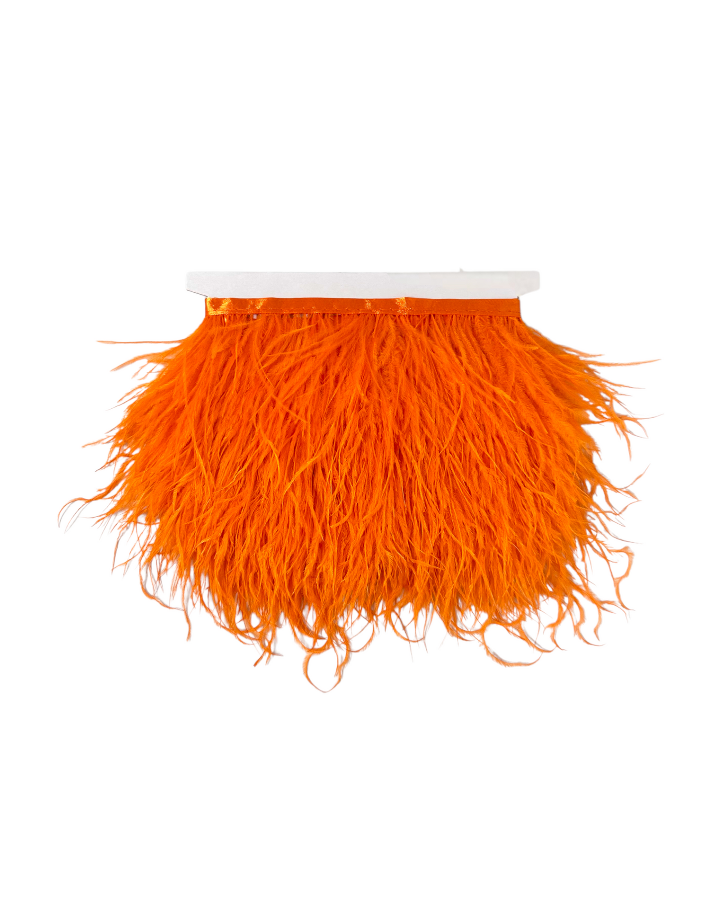 Orange Single Ply Ostrich Feather Fringe Trim 8-11cm