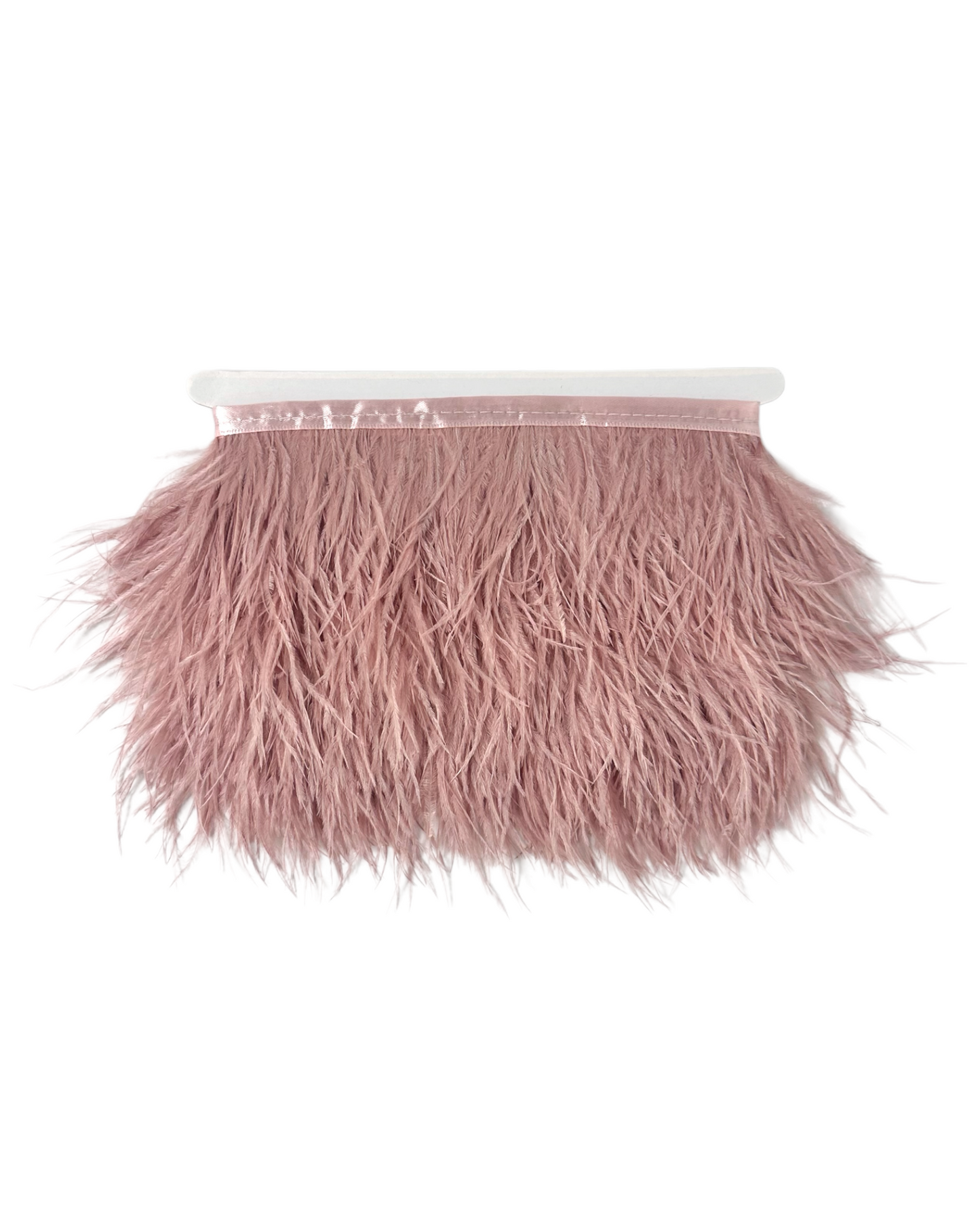 Dusty Pink Single Ply Ostrich Feather Fringe Trim 8-11cm