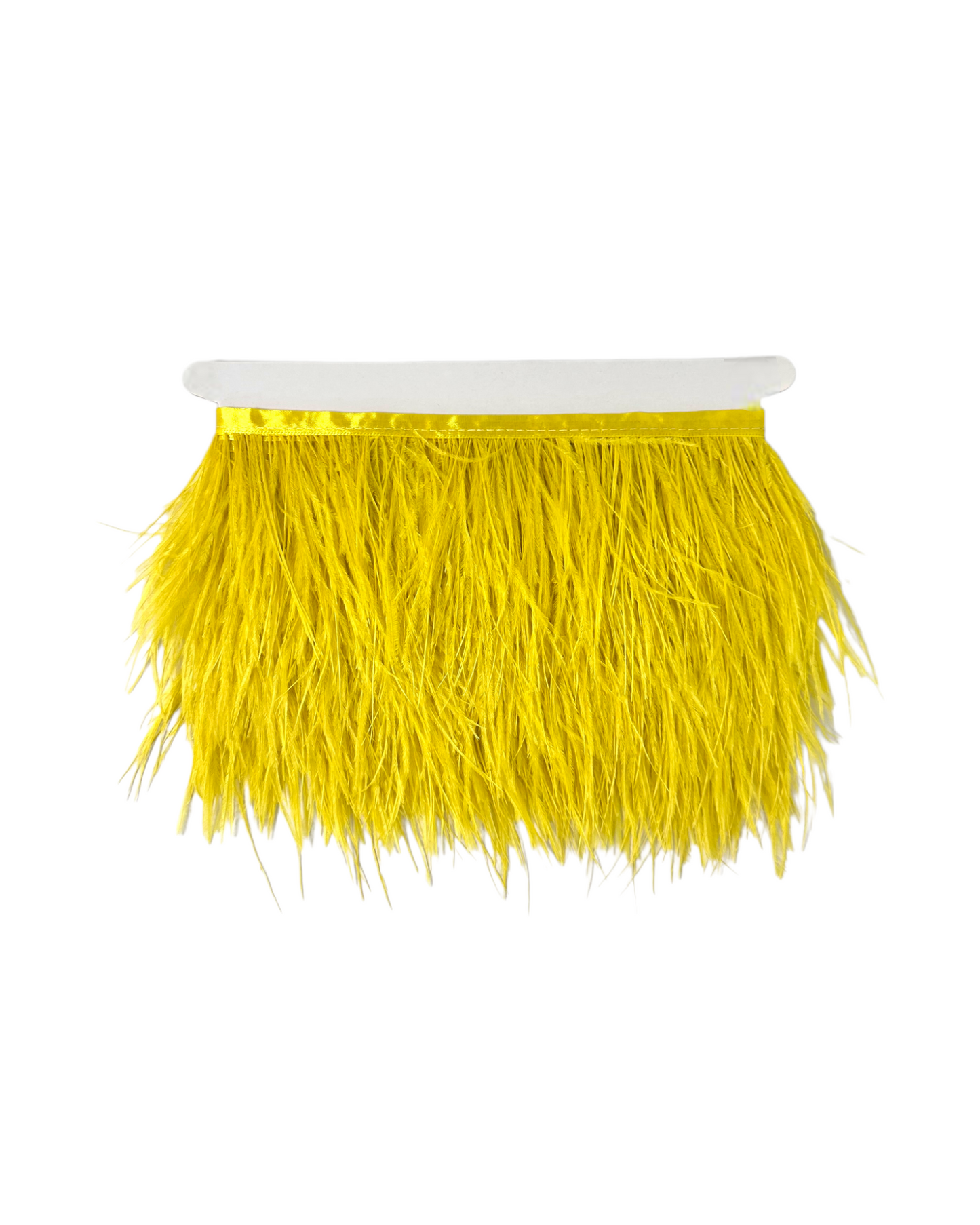 Yellow Single Ply Ostrich Feather Fringe Trim 8-11cm