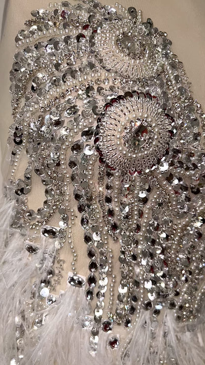 Shai Feathered Couture Rhinestone Applique